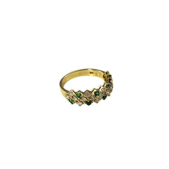 18K Yellow Gold Emerald and Diamond Ring Size 8.75 #16641 - Picture 4 of 9